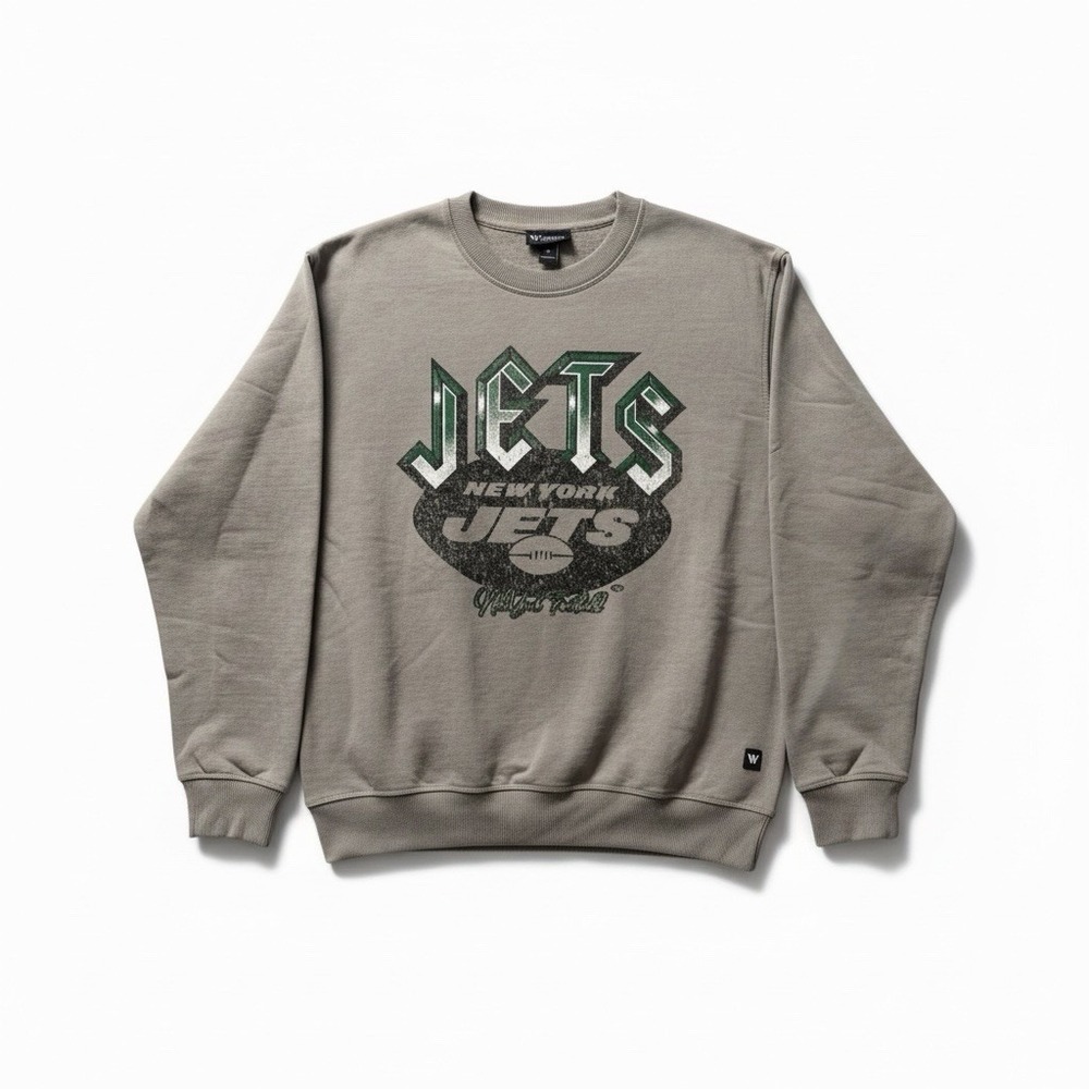 New York Jets x Wild Collective Gray Sweatshirt Size Medium Logo Heavy Metal